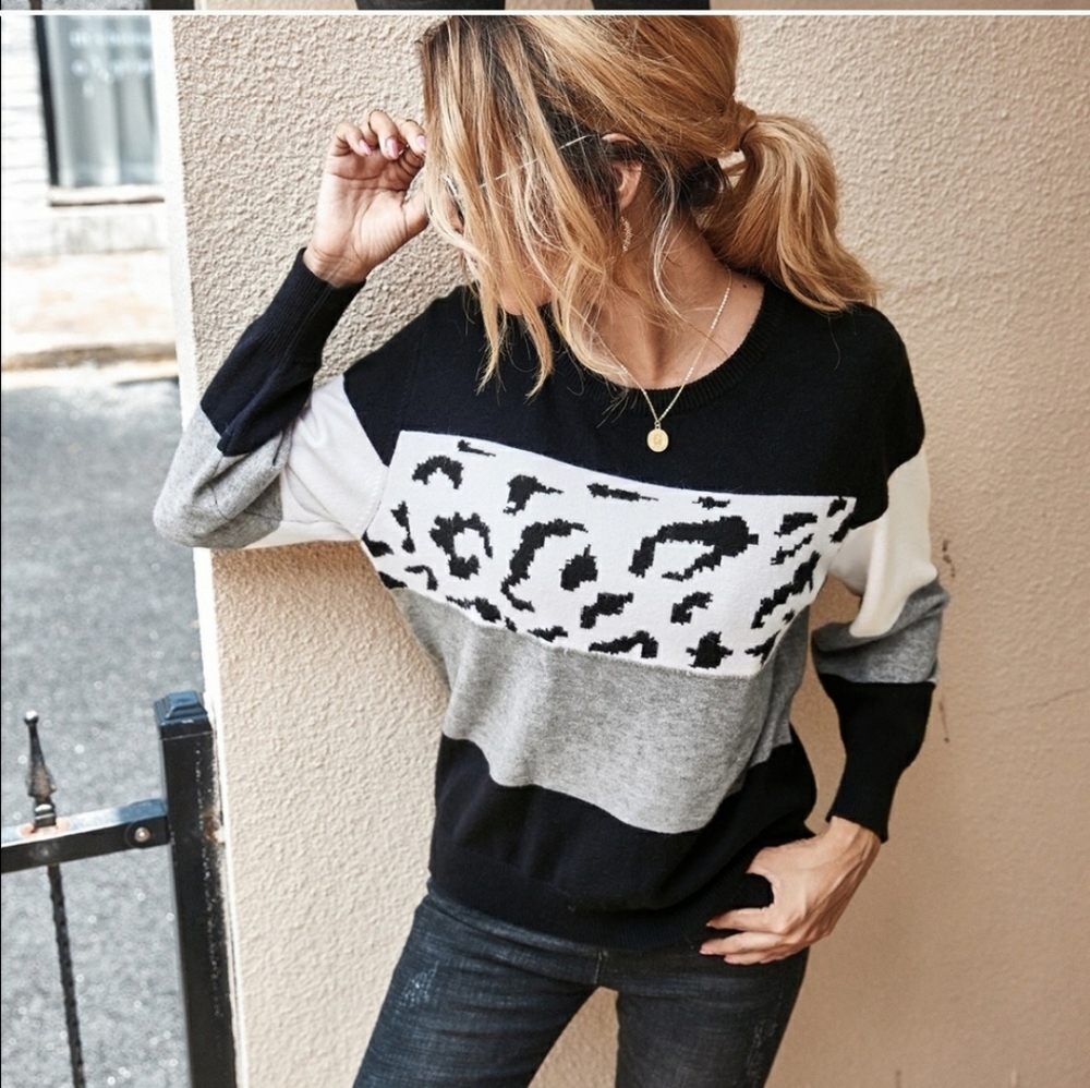 Black & Leopard Print Sweater